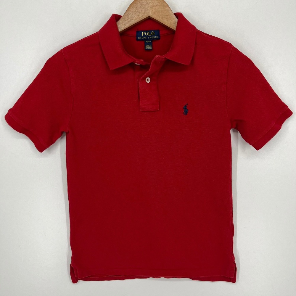 Polo Ralph Lauren Kids Red Short Sleeve Cotton Pique Polo Shirt Size M 10-12